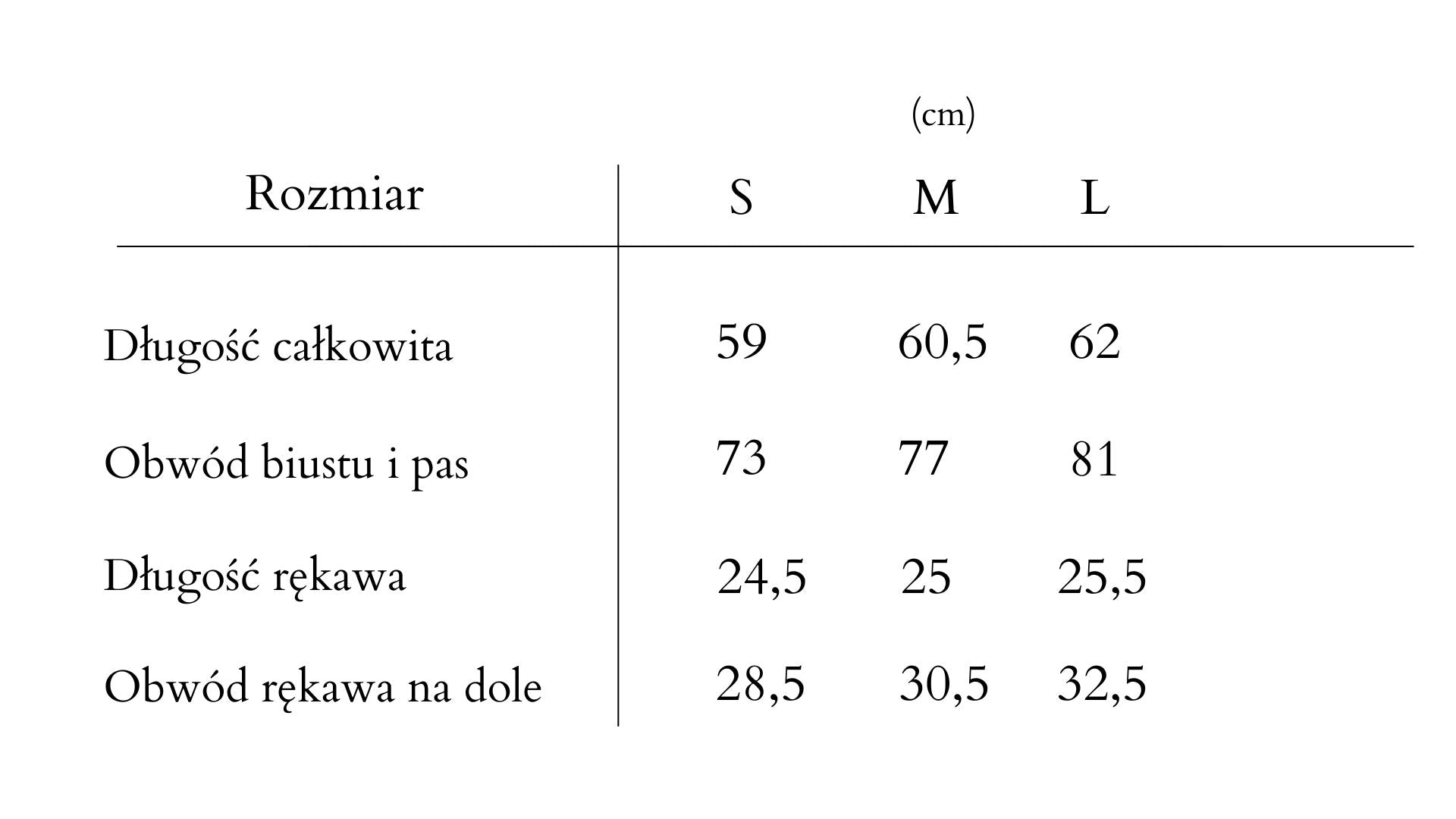 tabela rozmiarow