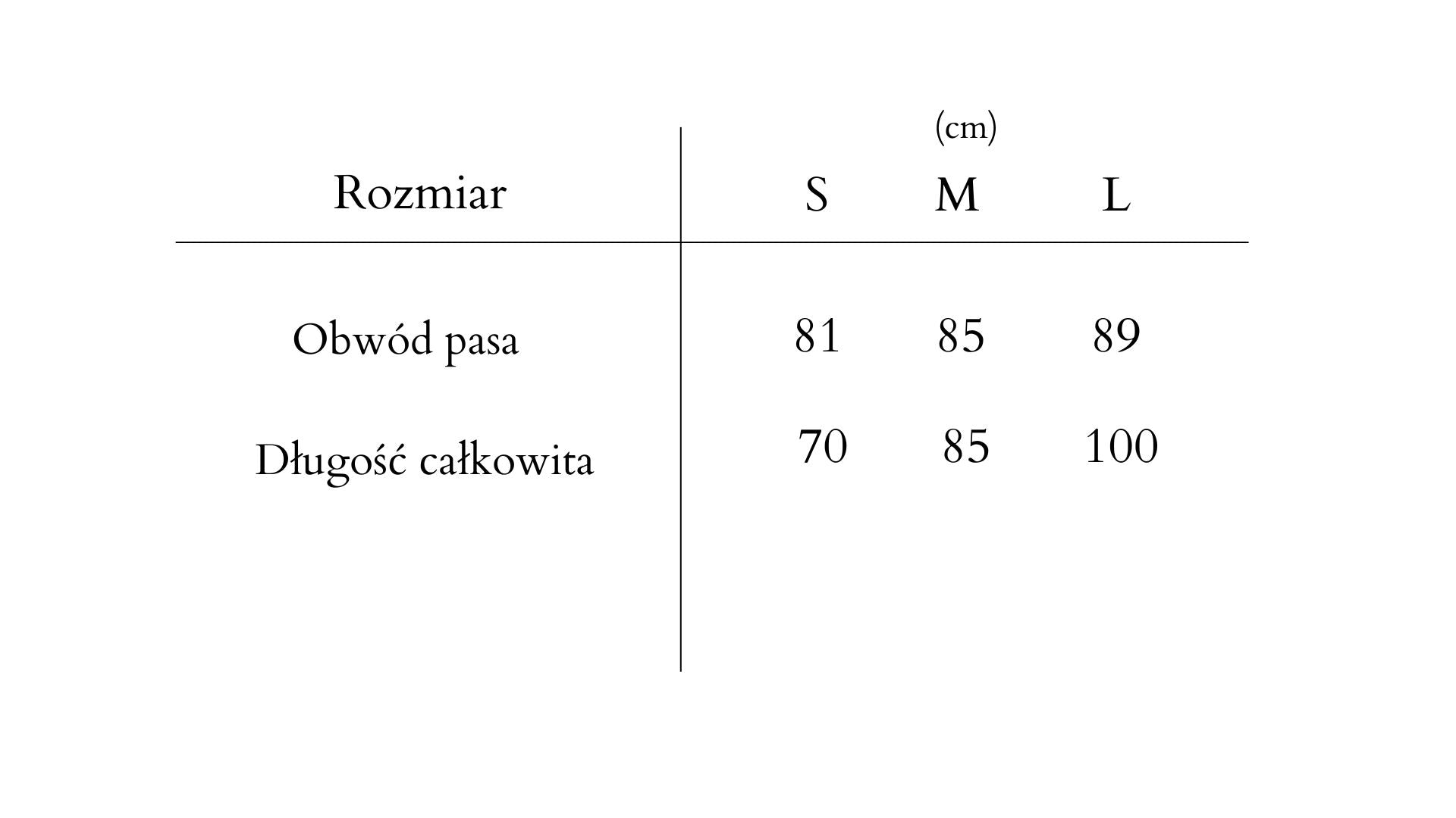 tabela rozmiarow