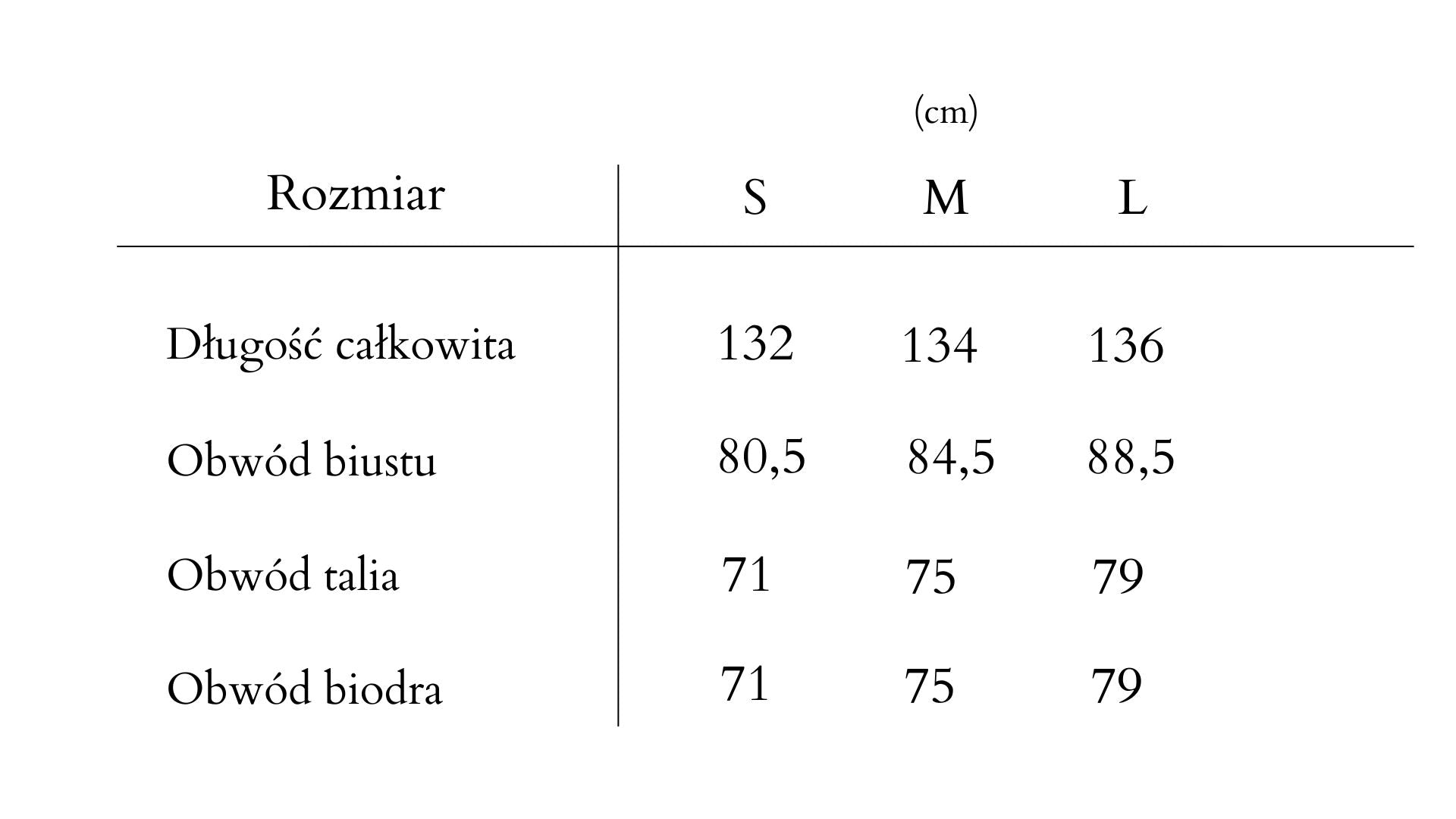 tabela rozmiarow
