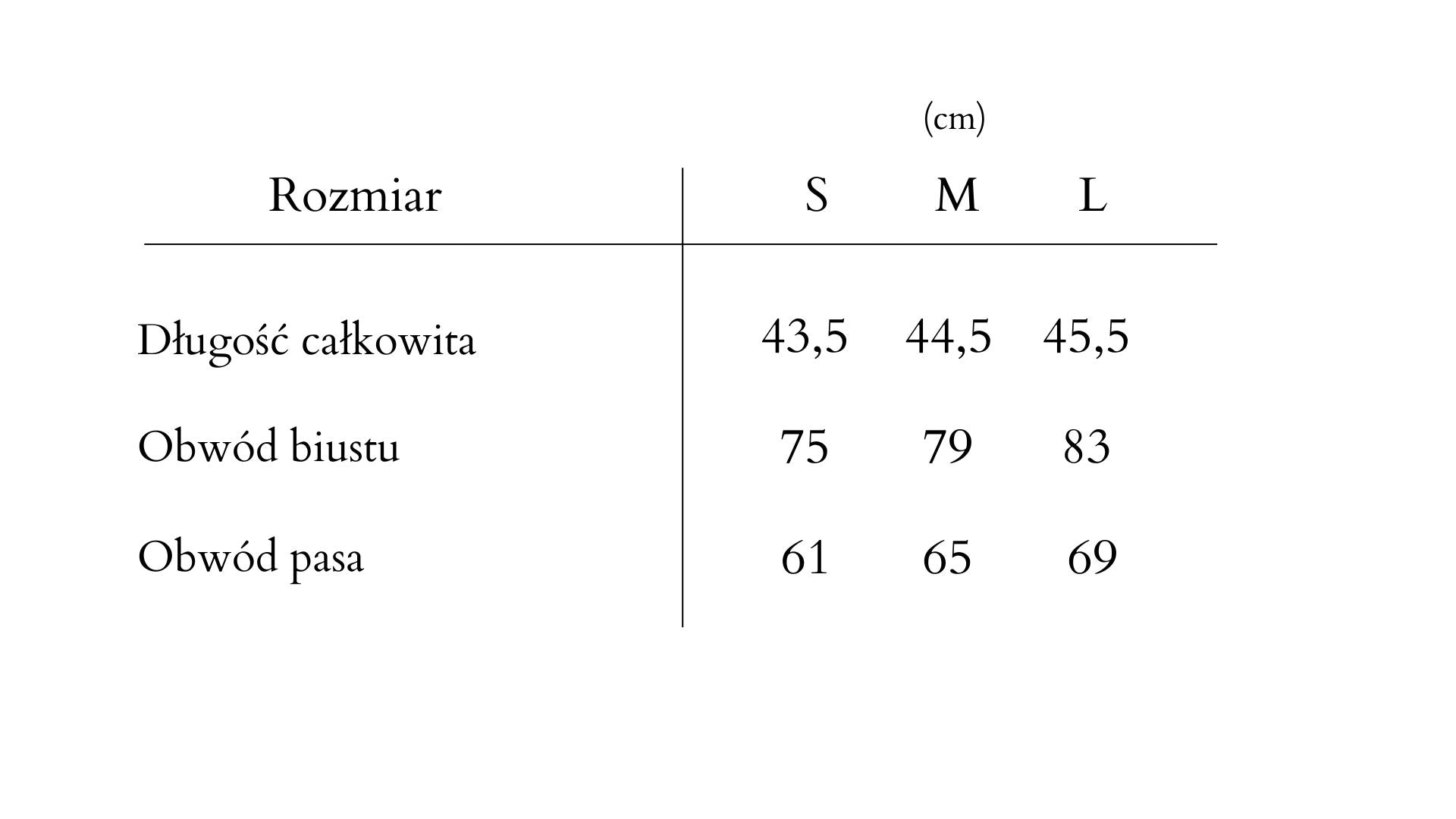 tabela rozmiarow