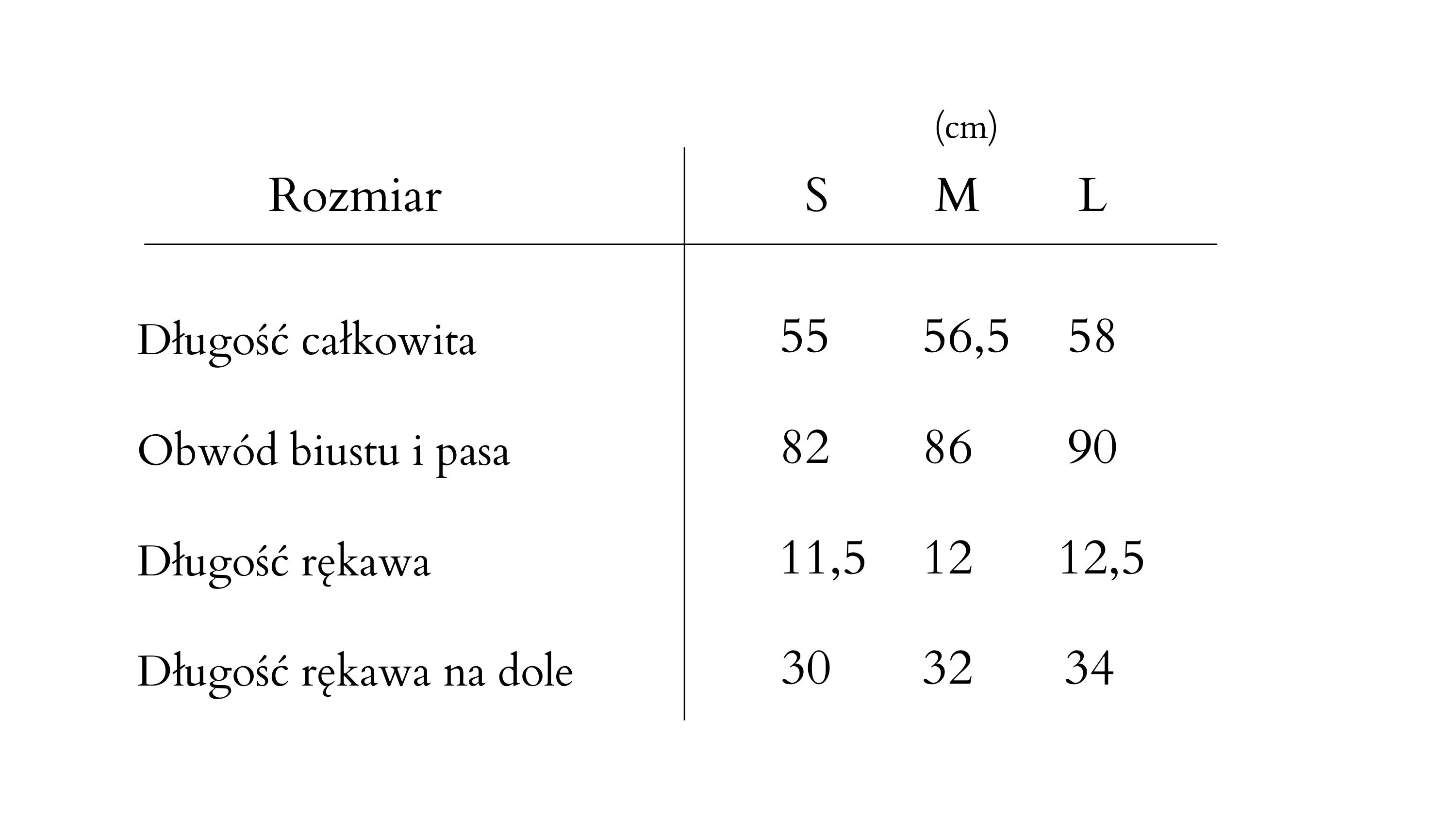 tabela rozmiarow