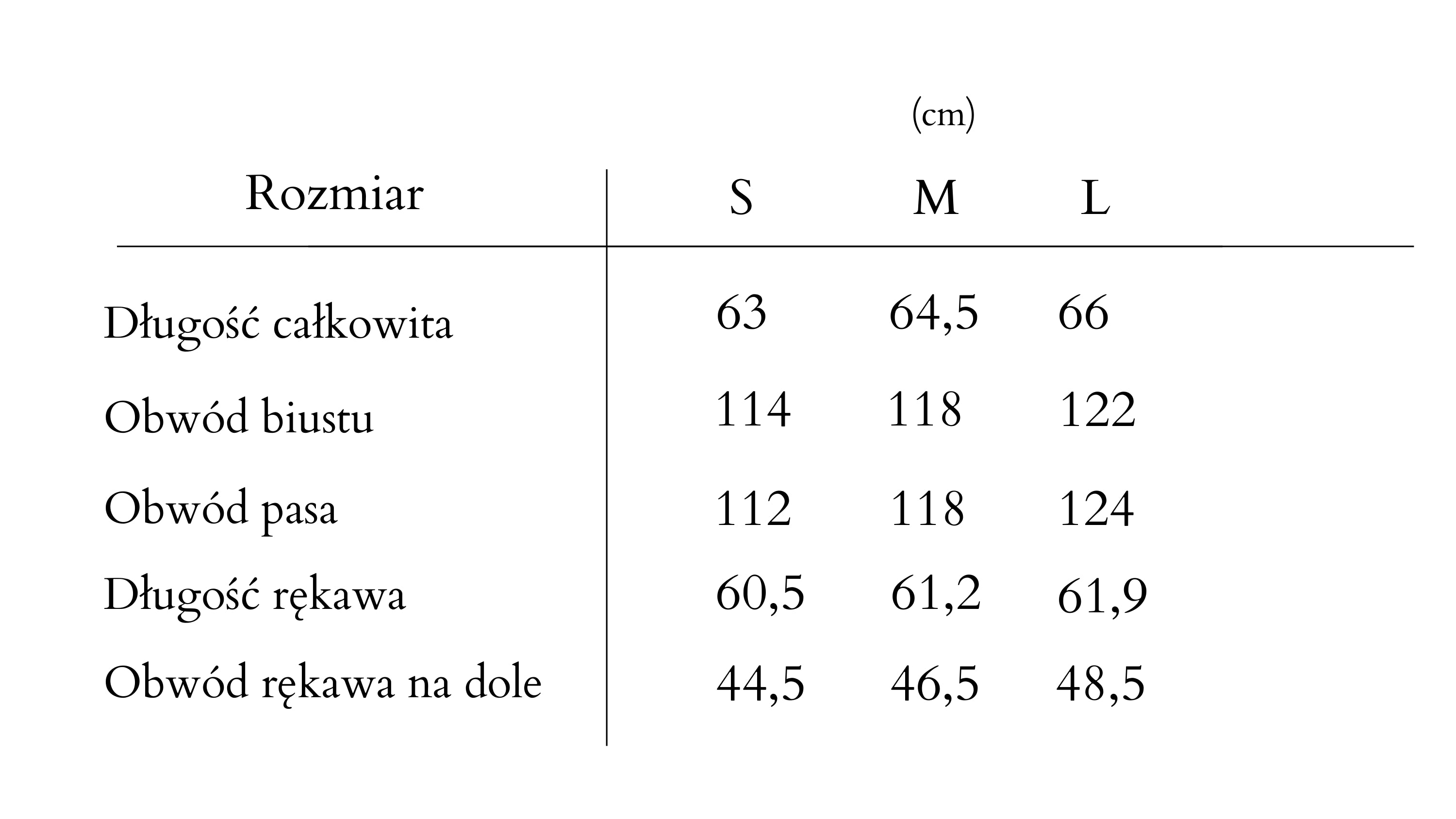 tabela rozmiarow